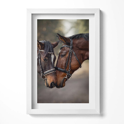 Tablou living cu rama decorativ Portret de cai în pădure