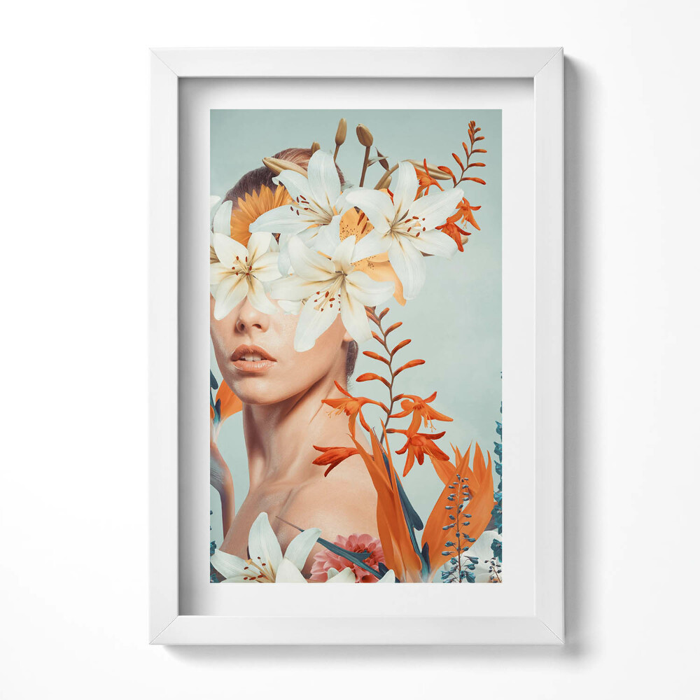 Tablou rama decorativ Femeie abstractă cu flori