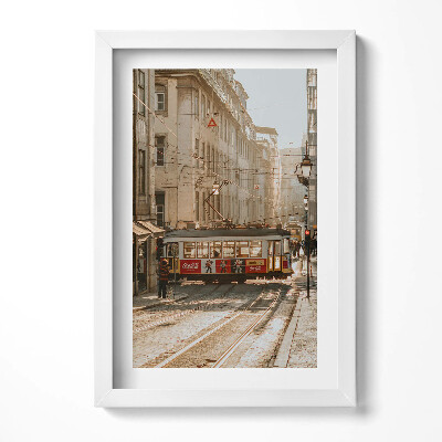 Tablou living cu rama decorativ Vedere a Lisabonei și a tramvaiului