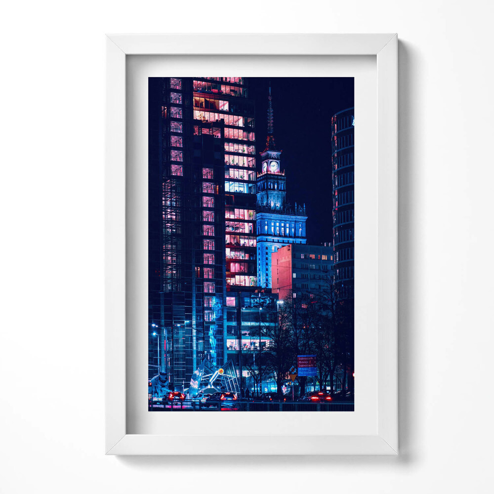 Tablou rama decorativ Varșovia noaptea