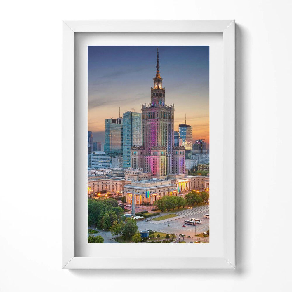 Tablou rama decorativ Panoramă apus de soare Varșovia