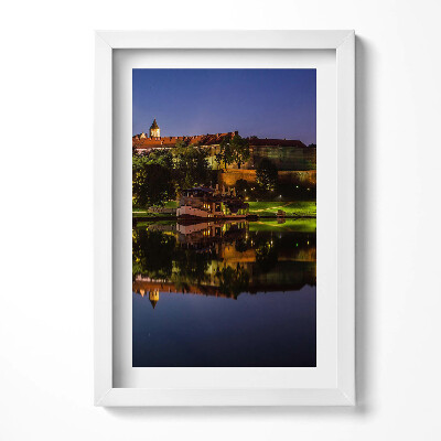Tablou living cu rama decorativ Wawel noaptea pe Vistula