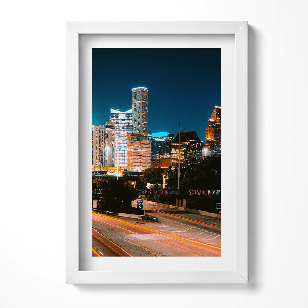 Tablou living cu rama decorativ Orașul Houston noaptea