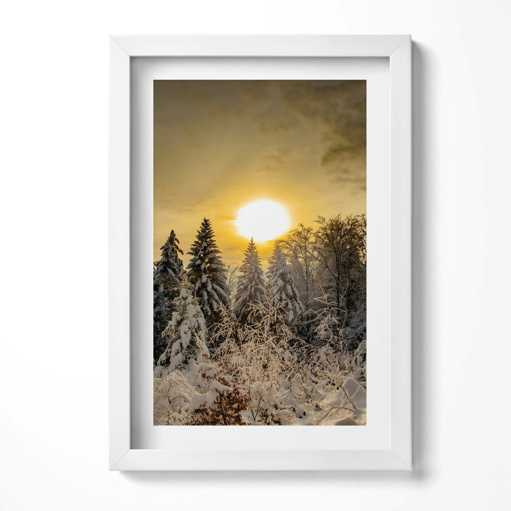 Tablou living cu rama decorativ Peisaj de iarnă Beskidy