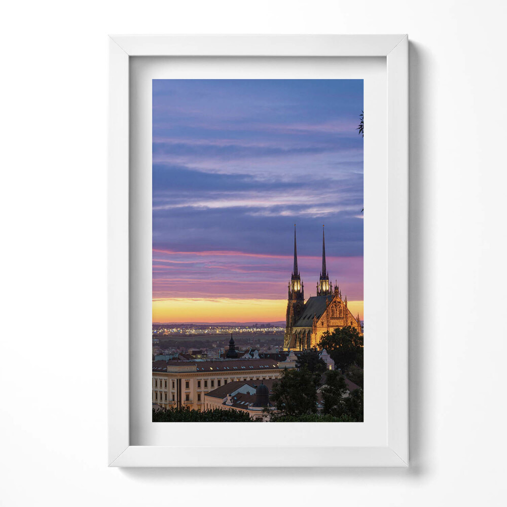 Tablou living cu rama decorativ Răsărit de soare Brno