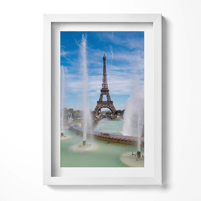 Tablou living cu rama decorativ Fântână Turnul Eiffel Paris