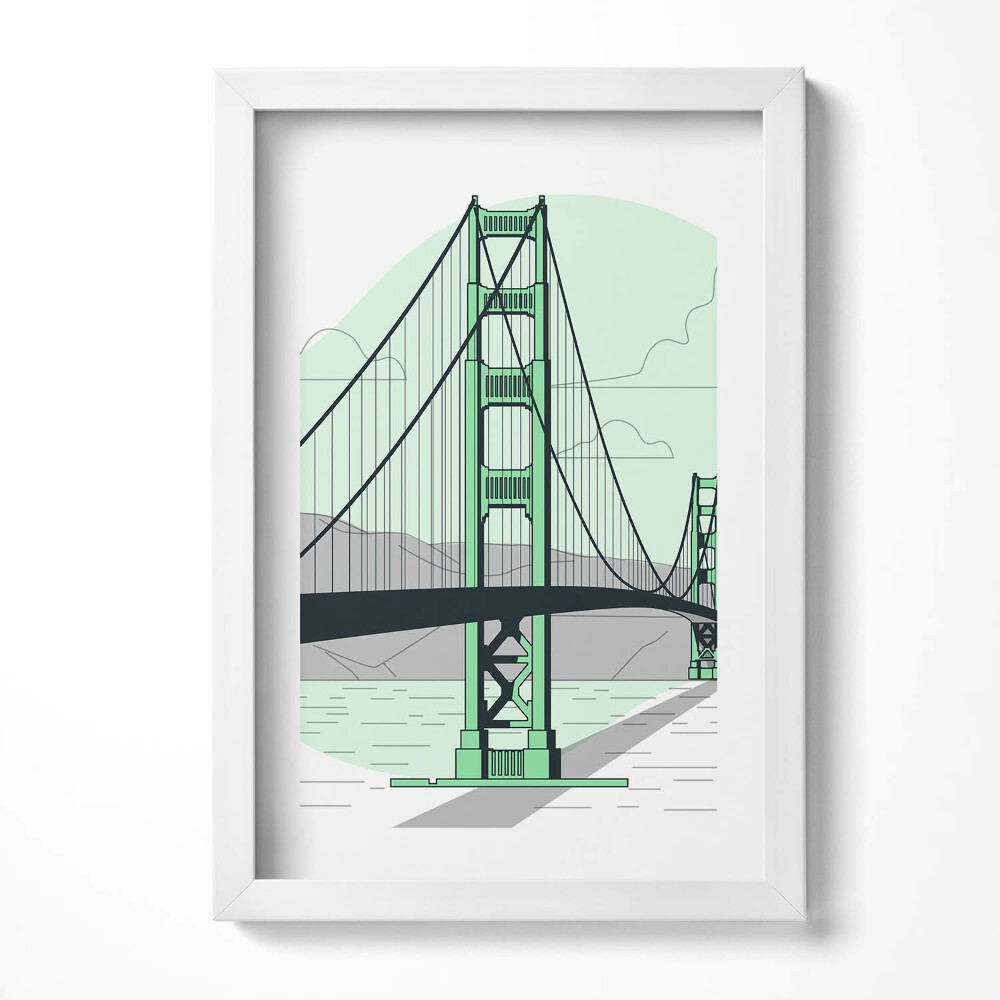 Tablou rama decorativ Desen al Podului Golden Gate