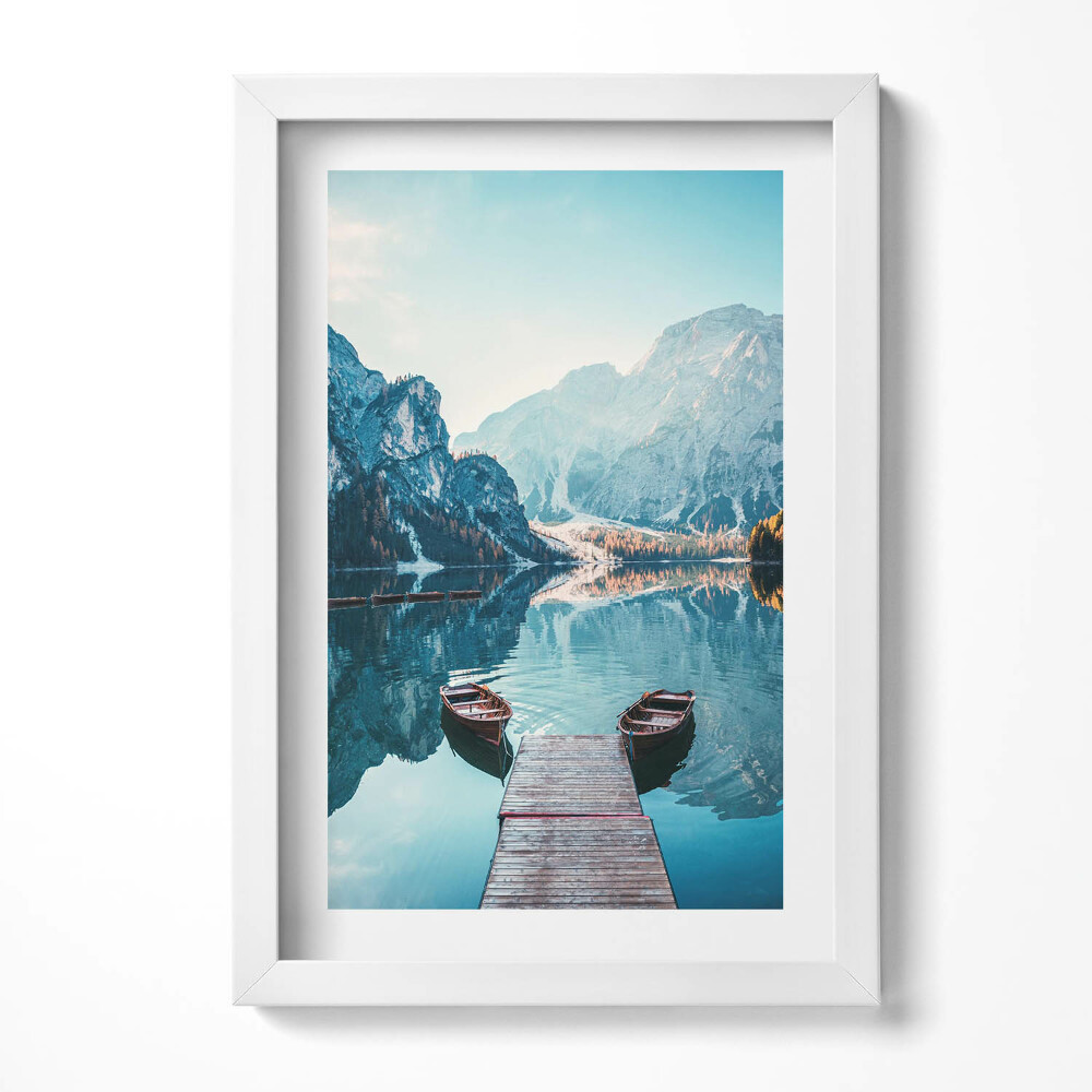 Tablou living cu rama decorativ Bărci pe lac