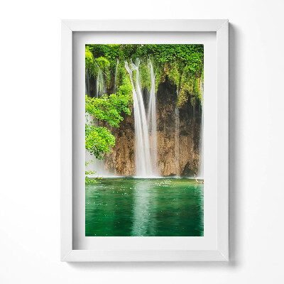 Tablou rama decorativ Natură - lac cascadă și vegetație