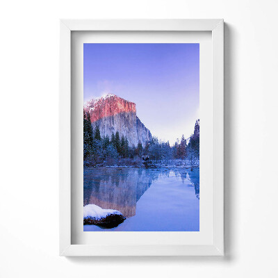 Tablou living cu rama decorativ Peisaj lacustru de iarnă