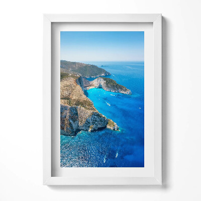 Tablou living cu rama decorativ Peisaj de vară cu stânci și coastă