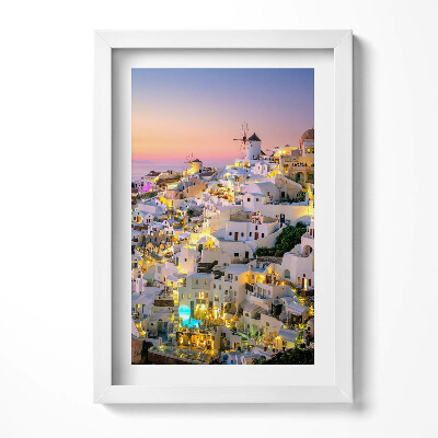 Tablou rama decorativ Arhitectura din Santorini noaptea, Grecia
