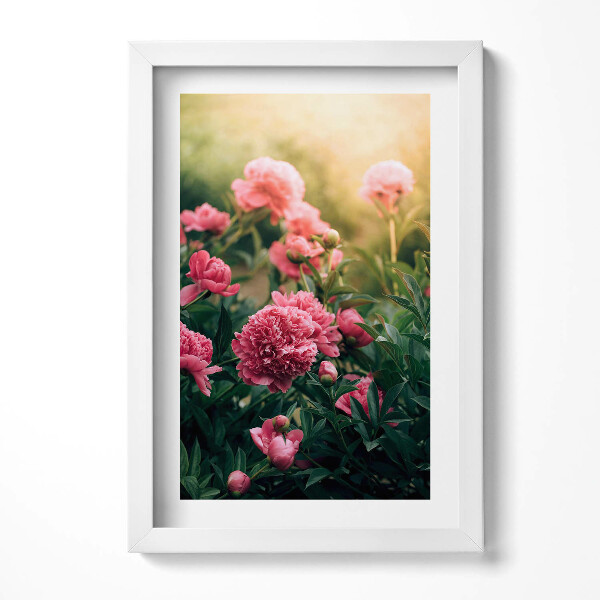 Tablou rama decorativ Flori roz în pajiște
