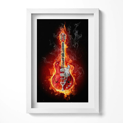 Tablou rama decorativ Chitară electrică roșie aprinsă