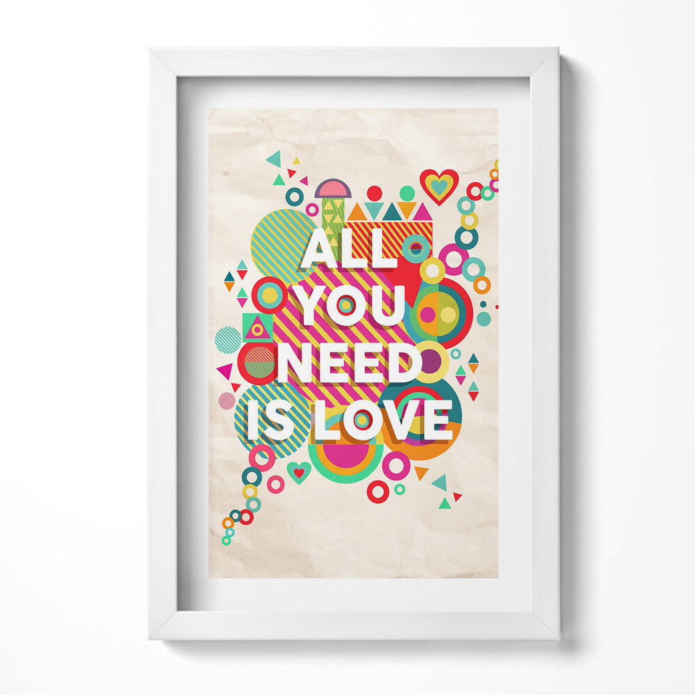 Tablou rama decorativ Tot ce ai nevoie este dragoste - inscripție