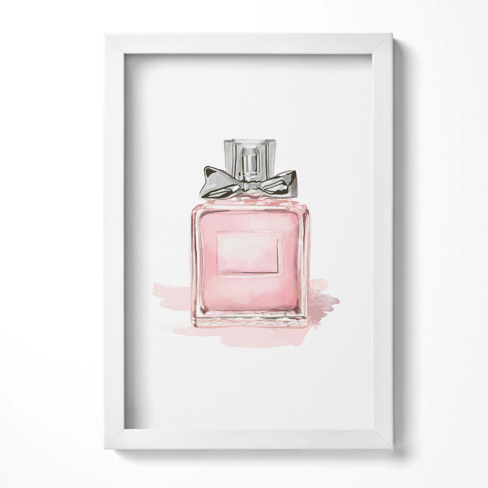Tablou rama decorativ Parfum roz cu fundă