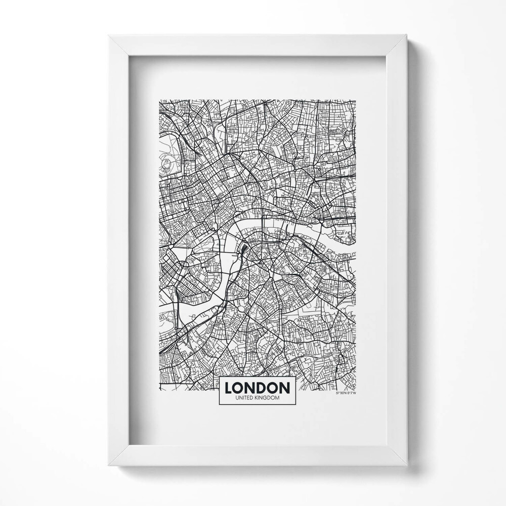 Tablou rama decorativ Harta orașului Londra, Anglia