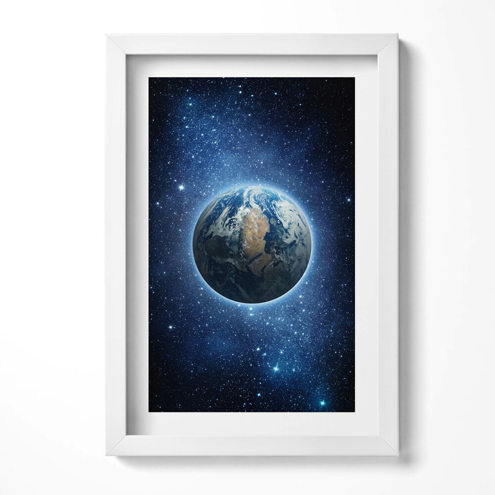 Tablou living cu rama decorativ Planeta Pământ în spațiu