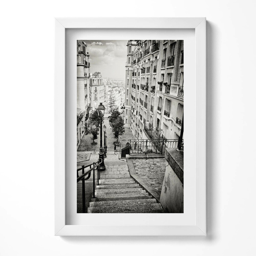 Tablou living cu rama decorativ Vedere alb-negru a unei străzi a orașului