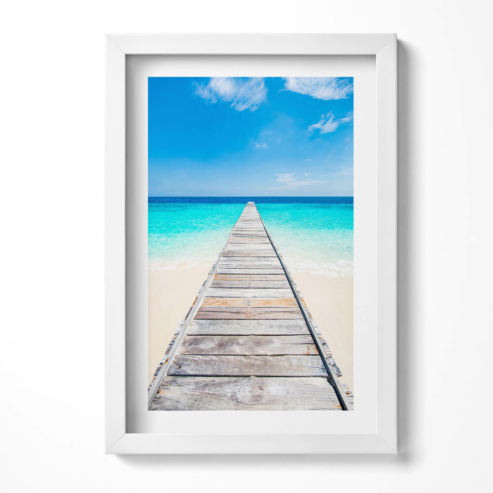 Tablou rama decorativ Peisaj cu dig de lemn și ocean