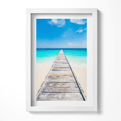 Tablou rama decorativ Peisaj cu dig de lemn și ocean