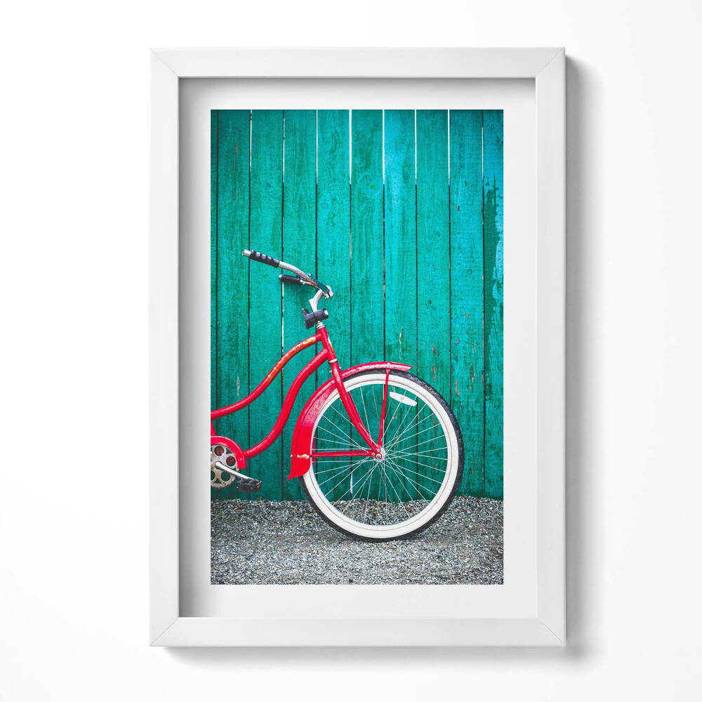 Tablou living cu rama decorativ Bicicletă roșie