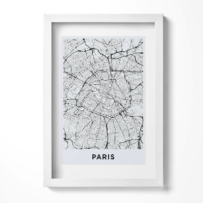 Tablou living cu rama decorativ Harta orașului Paris, Franța