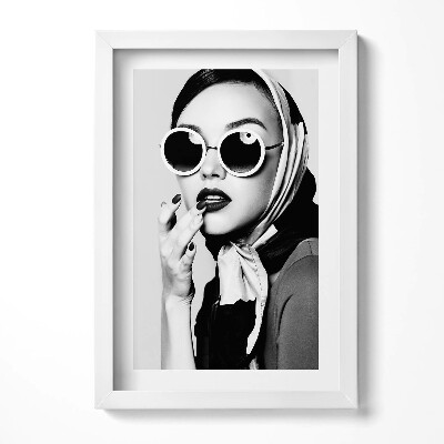 Tablou rama decorativ Portret alb-negru al unei femei într-un stil glamour
