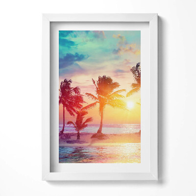 Tablou living cu rama decorativ Palmieri din Miami la răsărit