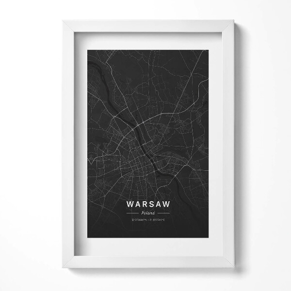 Tablou rama decorativ Harta orașului Varșovia, Polonia