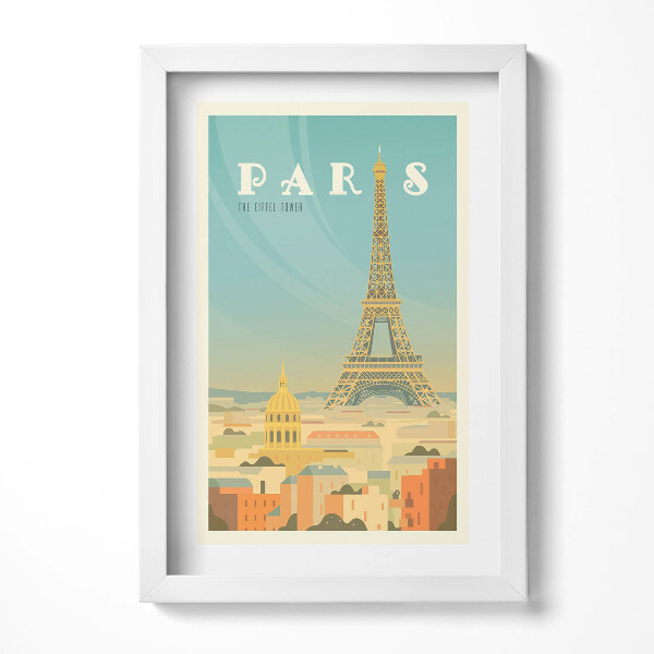 Tablou living cu rama decorativ Ilustrație a Parisului și a Turnului Eiffel