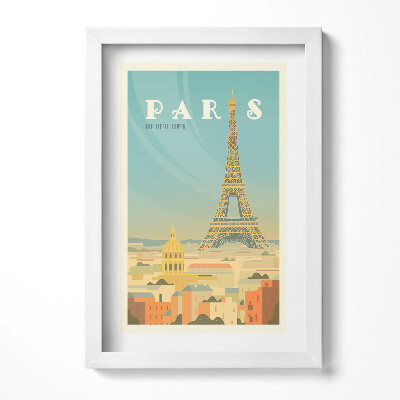 Tablou living cu rama decorativ Ilustrație a Parisului și a Turnului Eiffel