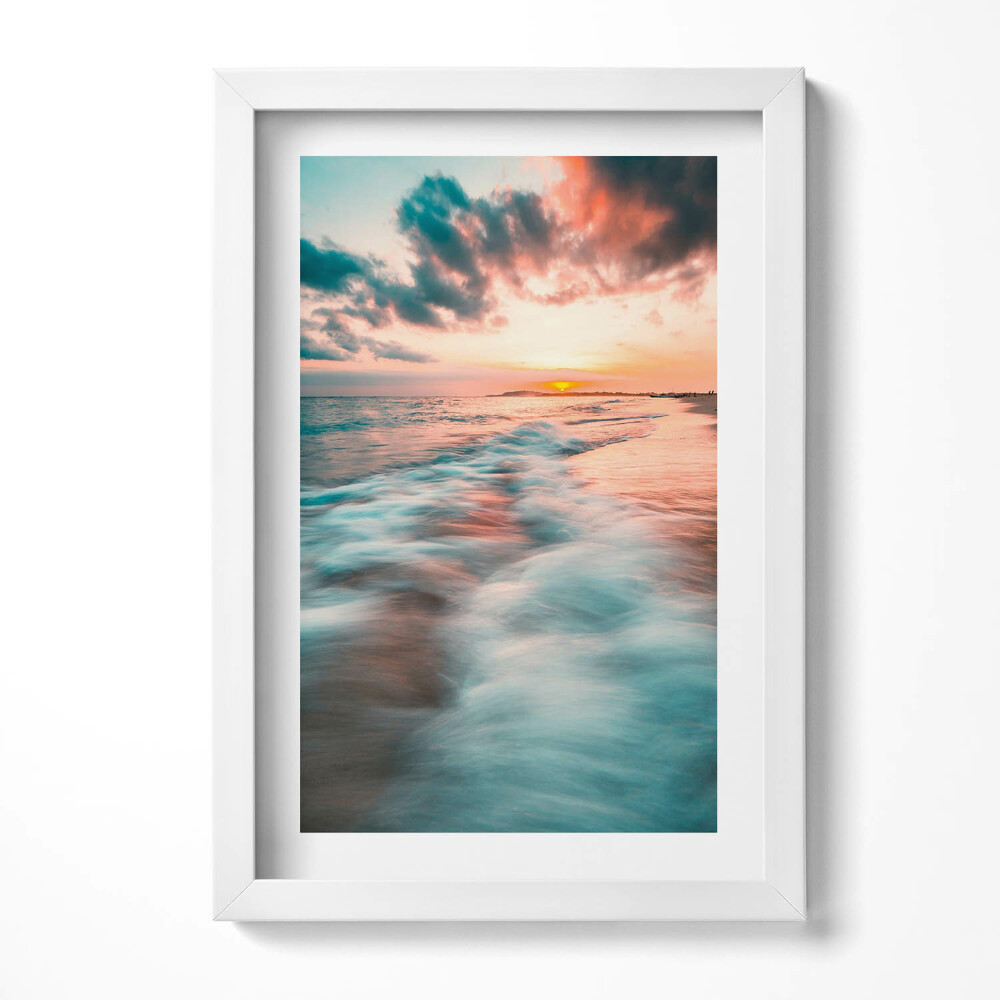 Tablou rama decorativ Apus de soare romantic peste valurile mării