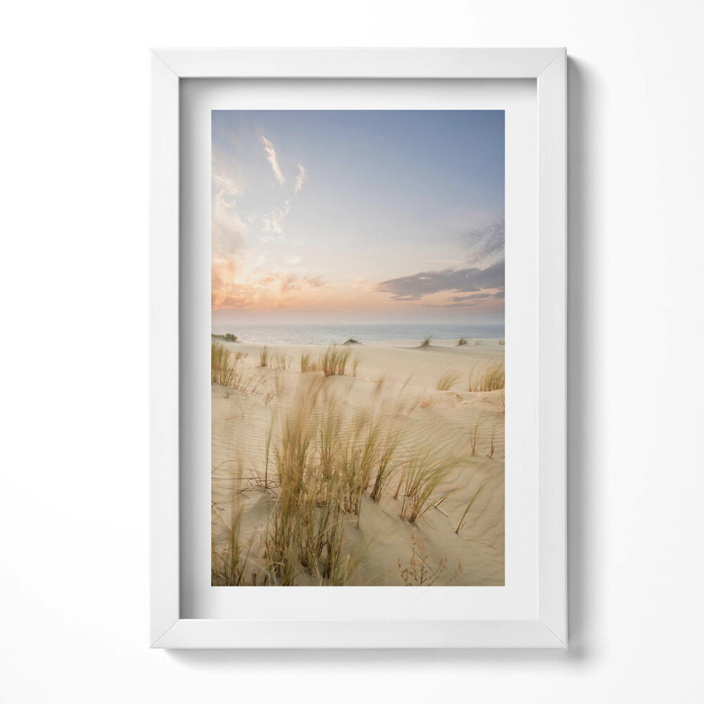 Tablou living cu rama decorativ Peisaj boho cu ierburi delicate, mare și cer