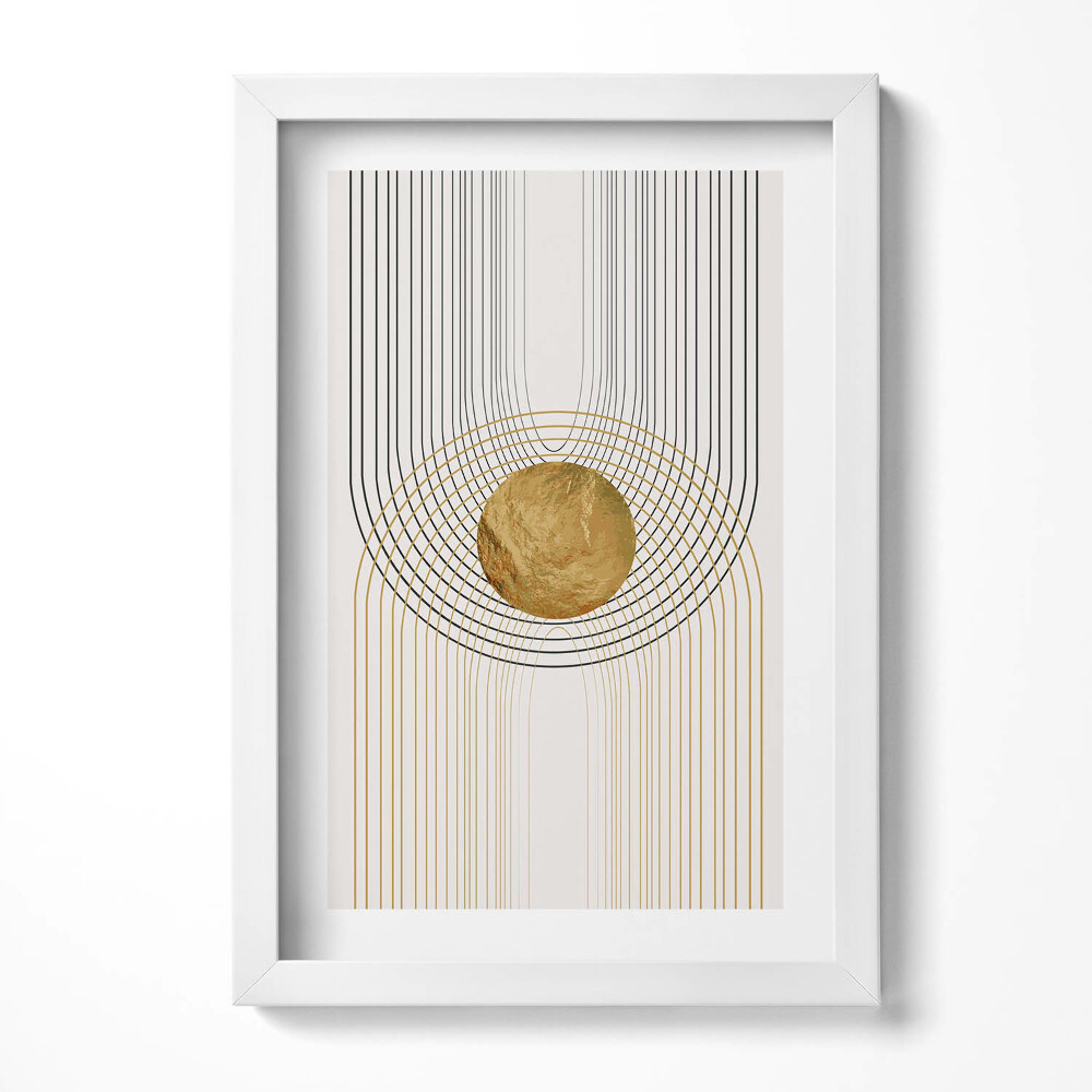 Tablou rama decorativ Forme minimaliste abstracte boho cu aur