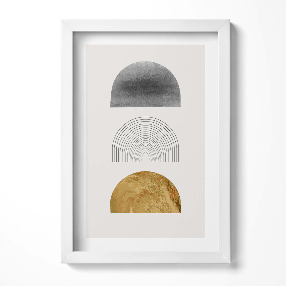 Tablou living cu rama decorativ Forme minimaliste abstracte boho cu aur