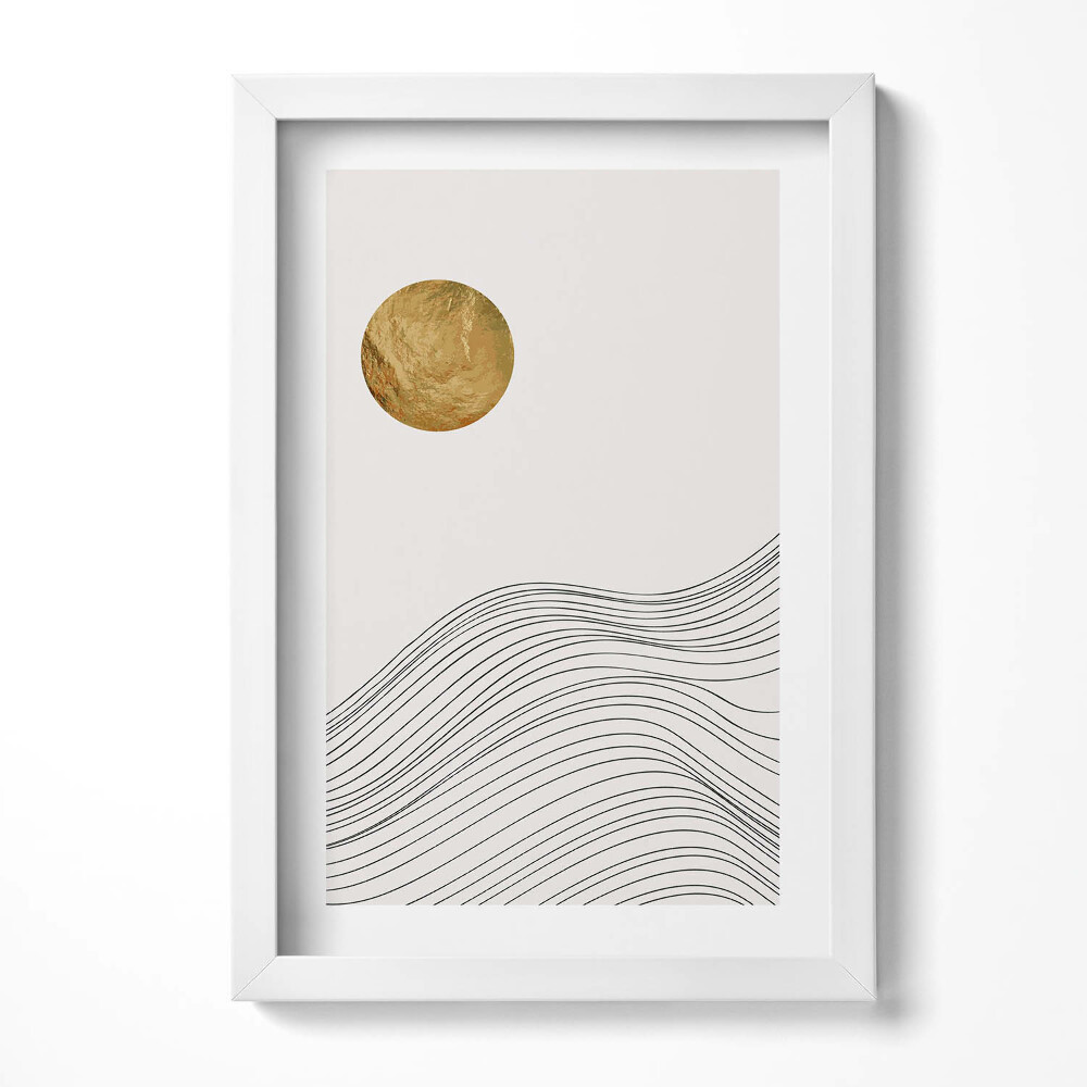 Tablou rama decorativ Forme minimaliste abstracte boho cu aur