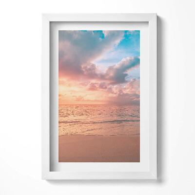 Tablou living cu rama decorativ Apus de soare romantic peste mare