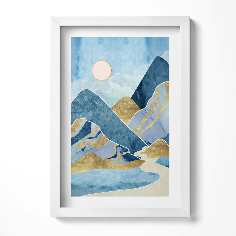 Tablou rama decorativ Peisaj abstract de munți și soare