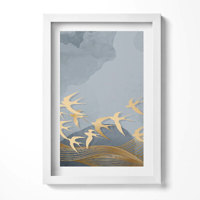 Tablou living cu rama decorativ Ilustrație a păsărilor care zboară
