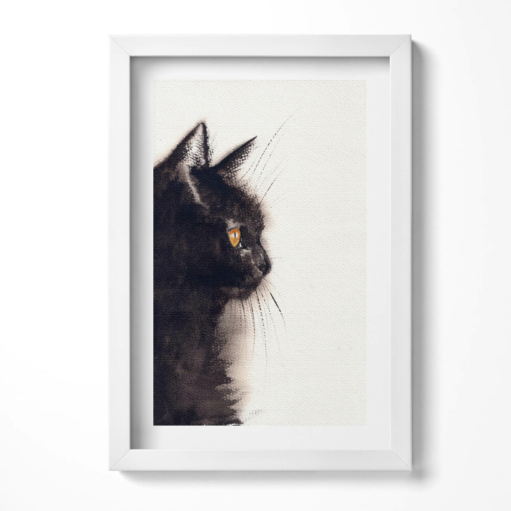 Tablou living cu rama decorativ Portretul unei pisici negre