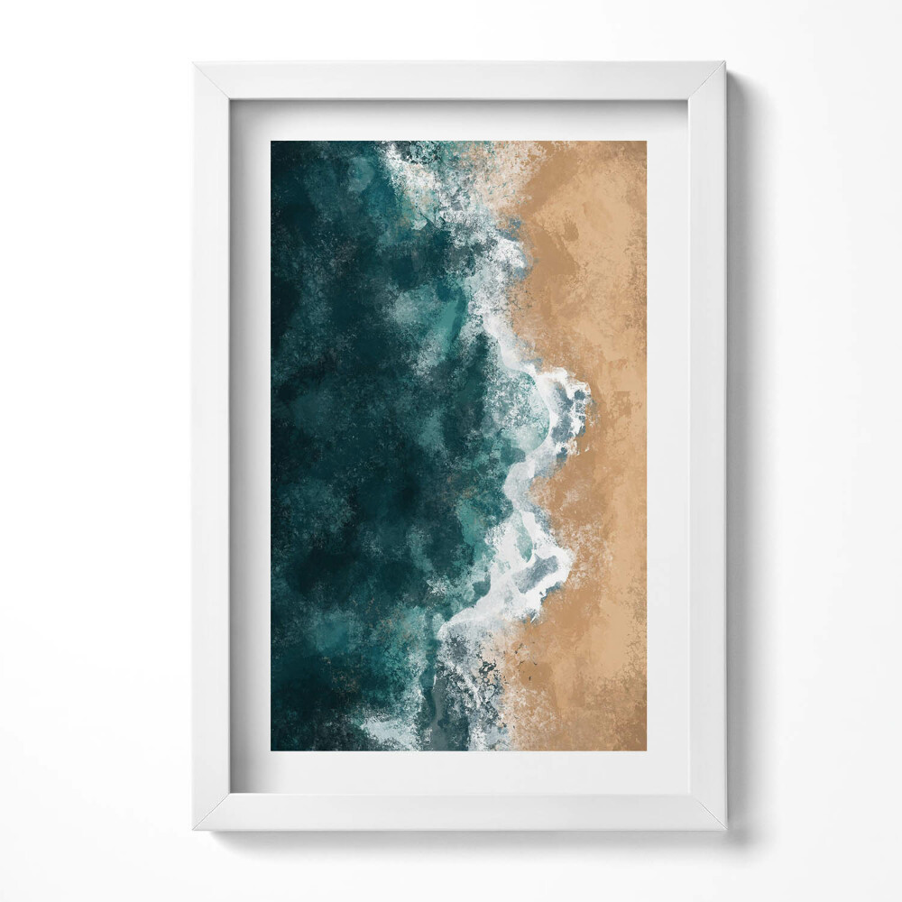 Tablou rama decorativ Ilustrație aeriană a valurilor mării și a plajei