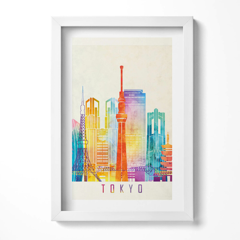 Tablou rama decorativ O ilustrație colorată a orașului Tokyo din Japonia