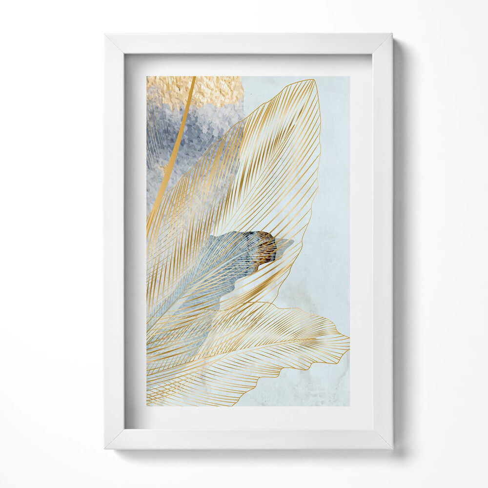 Tablou rama decorativ Frunze de bananier glamour cu aur