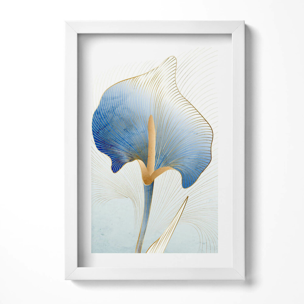 Tablou living cu rama decorativ Ilustrație cu flori aurii