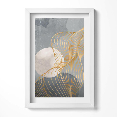 Tablou living cu rama decorativ Ilustrație abstractă a lunii cu aur