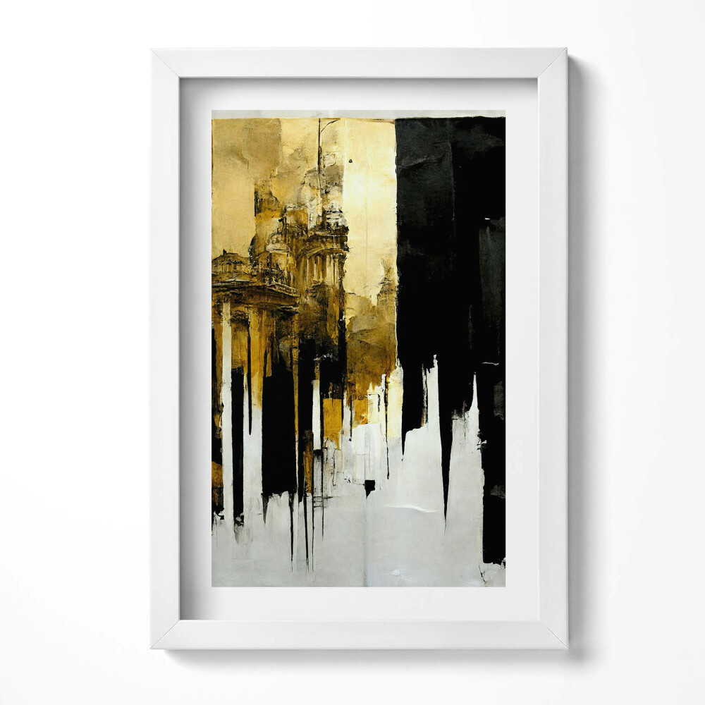 Tablou living cu rama decorativ Artă abstractă cu aur