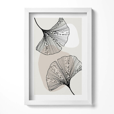 Tablou living cu rama decorativ Frunze liniare de ginkgo în stil boho