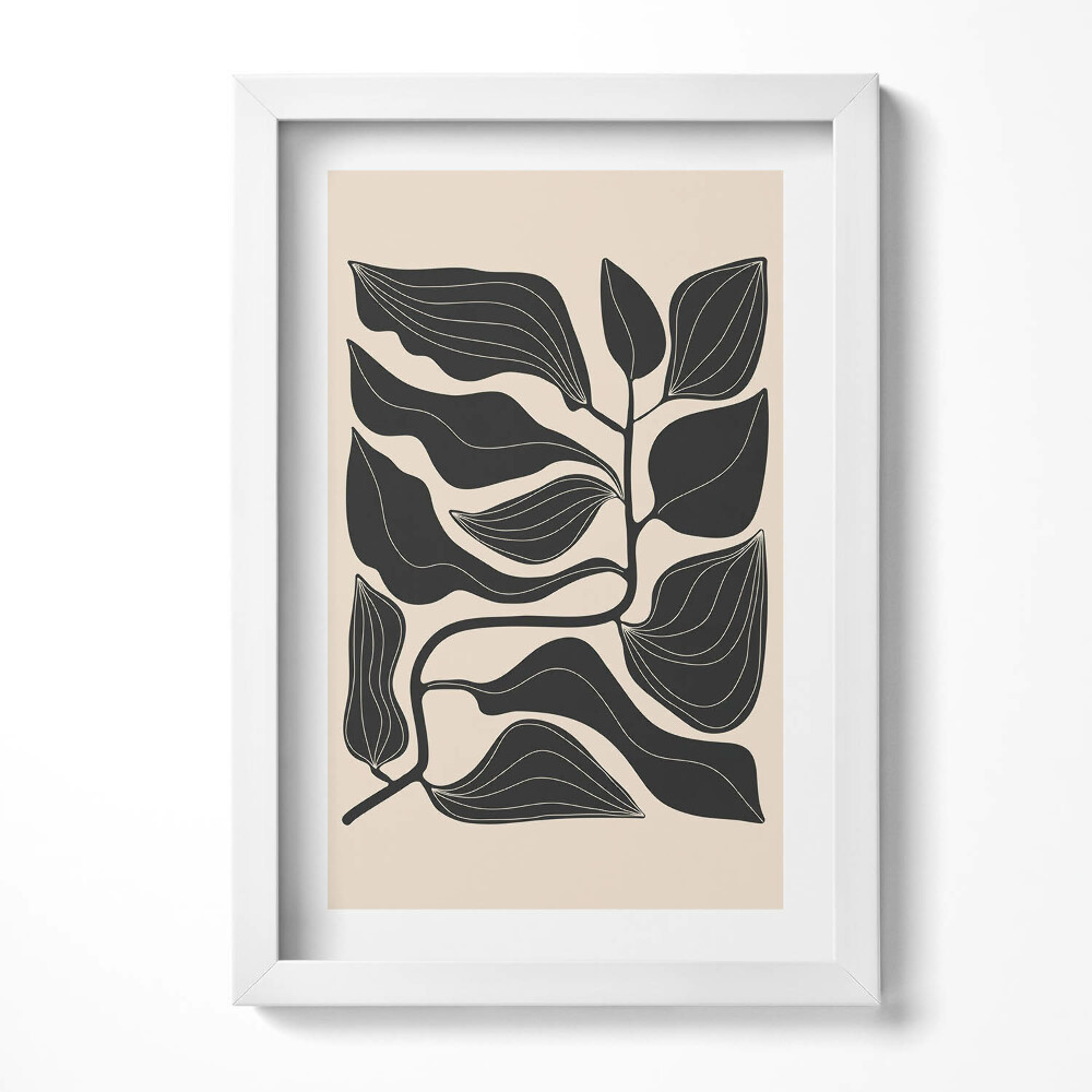 Tablou living cu rama decorativ Ilustrație minimalistă a frunzelor de plante
