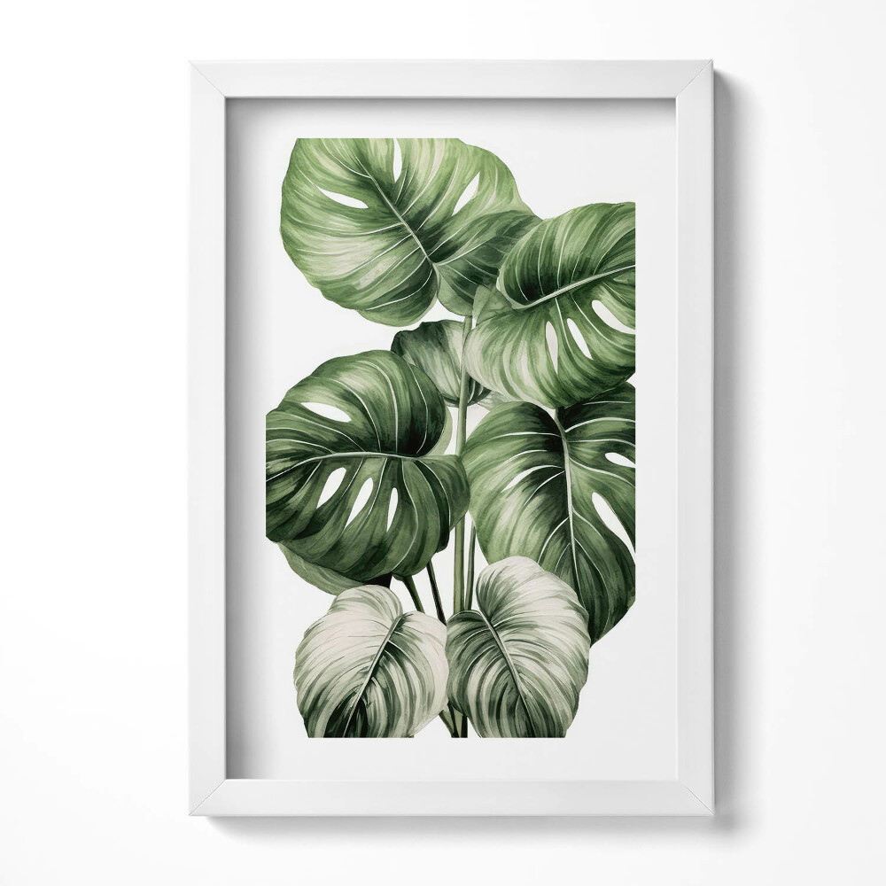 Tablou rama decorativ Frunze de Monstera pictate